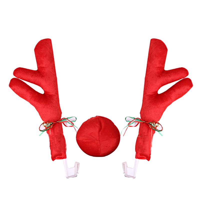 1set Truck Exterior Ornament Pendant Christmas Antlers Car Decoration Universal Red Nose