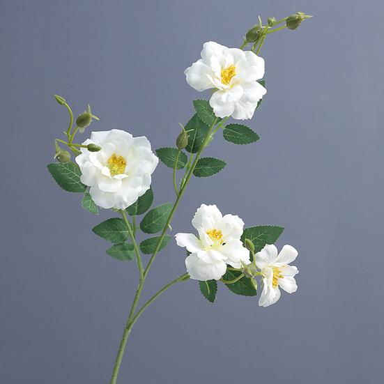 Artificial Chinese Rose Flower with Leaves UV Resistant Fake Silk Flower Wedding Party Table Centerpiece Indoor Outdoor Faux Bloom Decoration