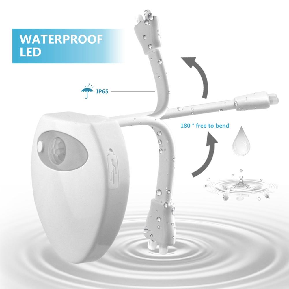 16 Colors USB Charging LED Motion Induction Bathroom Toilet Night Light Sensor with UV Light
