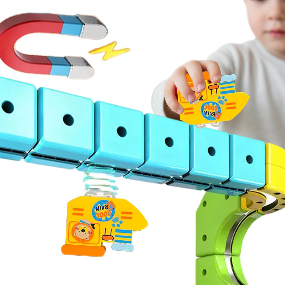 DIY Magnetbahn Zugspielzeug zum Zusammenbauen für Kinder Elektronisches Magisches Schienenauto Konstruktion Kinder Lernspielzeug Weihnachtsgeschenk