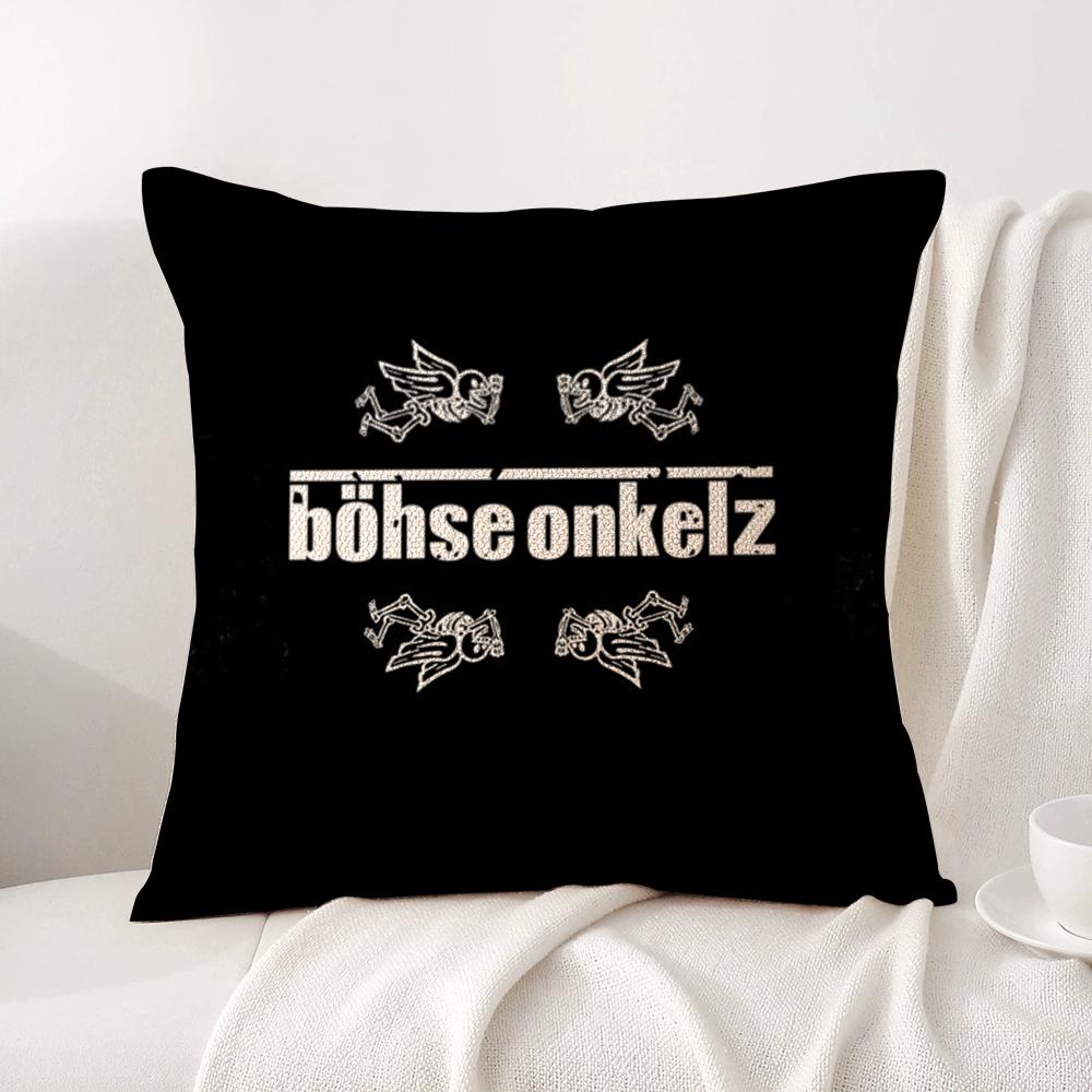B-Bohse O-Onkelz Cushion Cover Summer Coolness Linen Fabric Double-Sided Printing Pillow Case Sofa Home Decor Gift