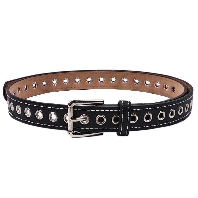 Trendy White Pu Belt For Denim Versatile Simple Style Buckle For Casual Wear