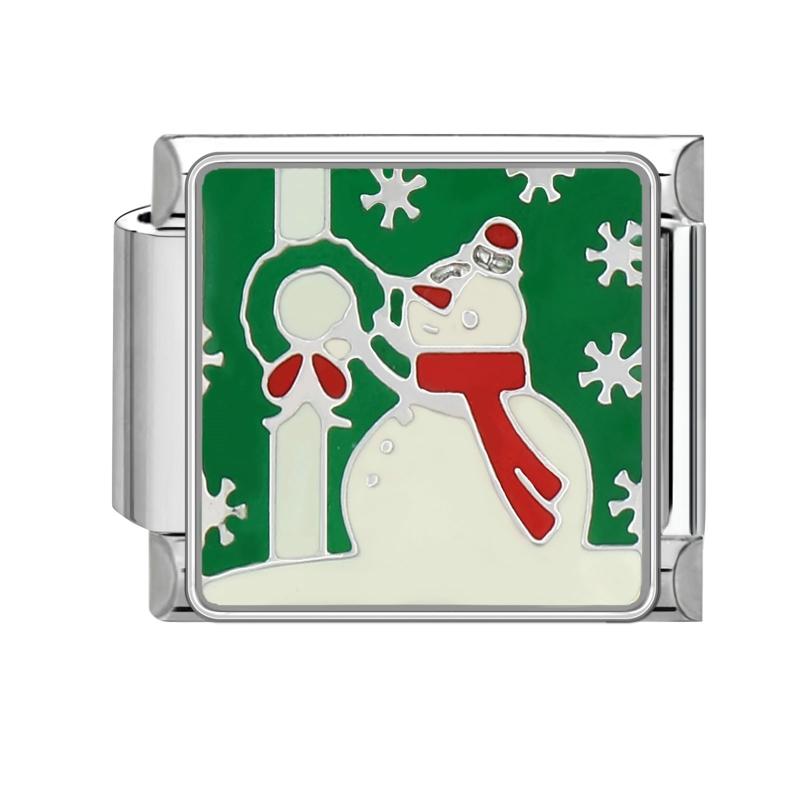 Lovely Santa Claus Snowman Christmas Tree Gloves Italian Charm Links Fit 9MM Stainless Steel Bracelet Women Men DIY Making Gifts
