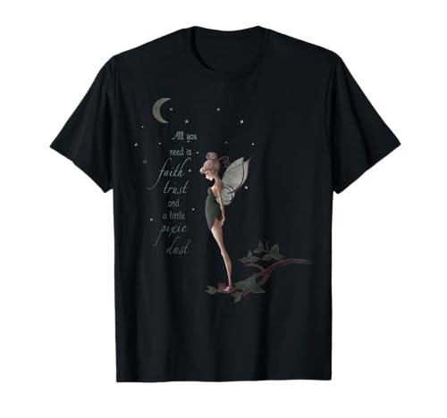Disney Peter Pan Tinkerbell Moon Quote Art Graphic T-Shirt