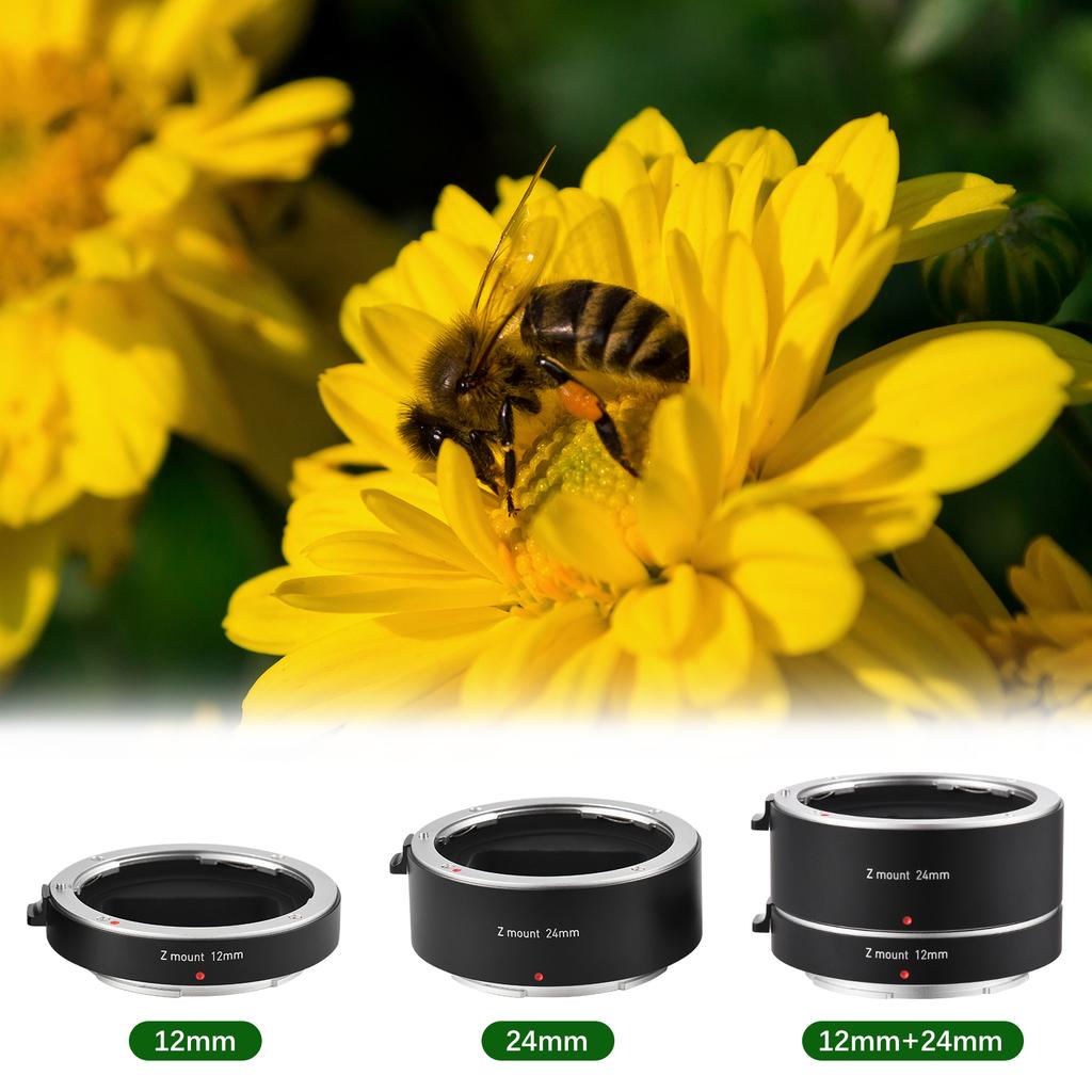 Auto Focus Automatic Extension Tubes 12mm + 24mm Z Mount Macro Photography Tube Compatible with Nikon Z50 Z5 Z6 Z6II Z7