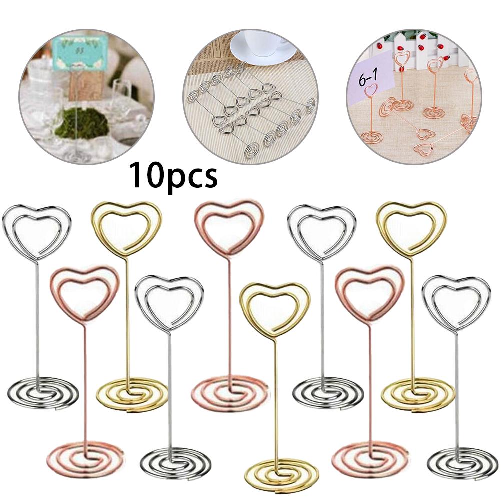 Card Holders Desktop Clip Heart Pattern Heart-shaped Iron