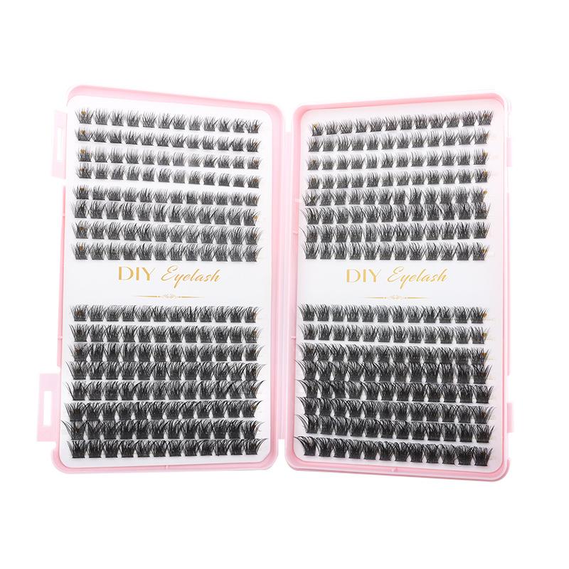 Custom Private Label 200D Mega Volume Lash Clusters 10-16MM Fluffy 3D Eyelash Clusters Kit Synthetic Hair Segmented Lash Book
