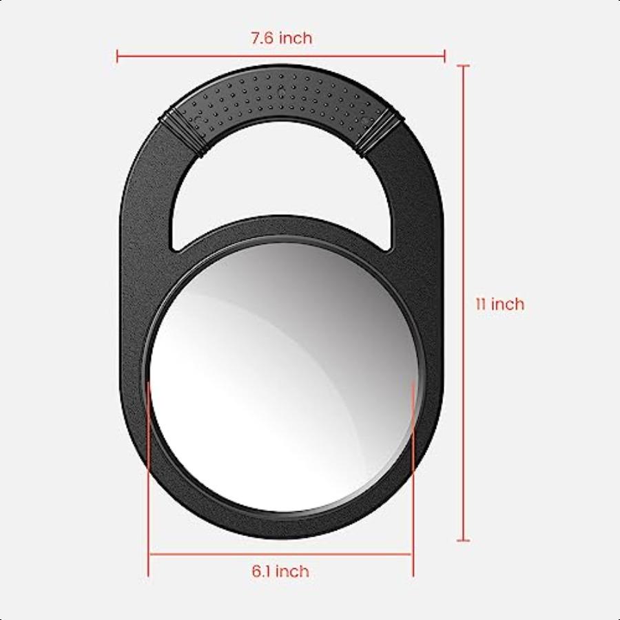 Unbreakable Hand Mirror Salon Barber Mirror with Handle AntiSlip Grip for Travel Makeup Shaving Shower Black