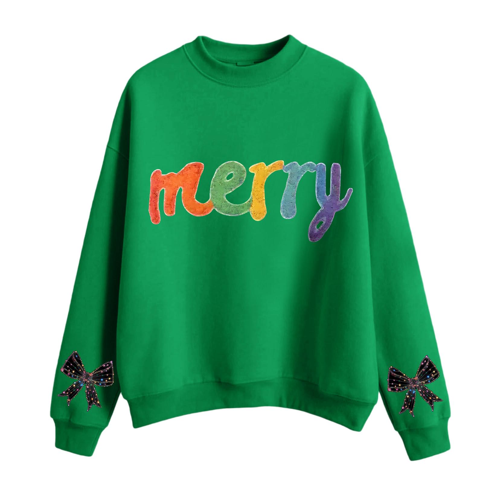 

Женский модный повседневный свитшот с круглым вырезом и длинными рукавами с рождественским принтом XXL