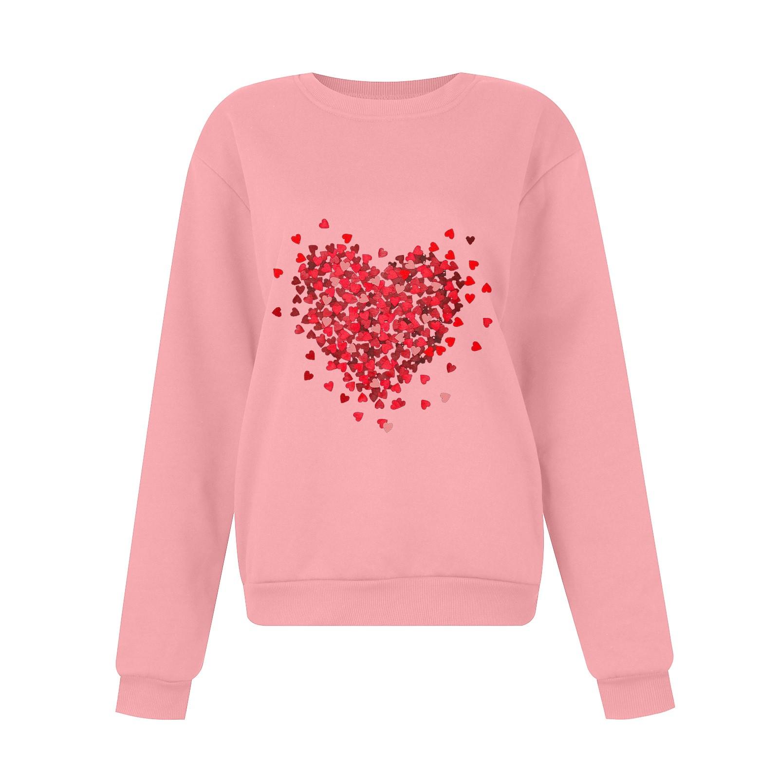 

Long-sleeved Casual Cotton Pullover Round Neck Printed Loose Sweatshirt L рожевий