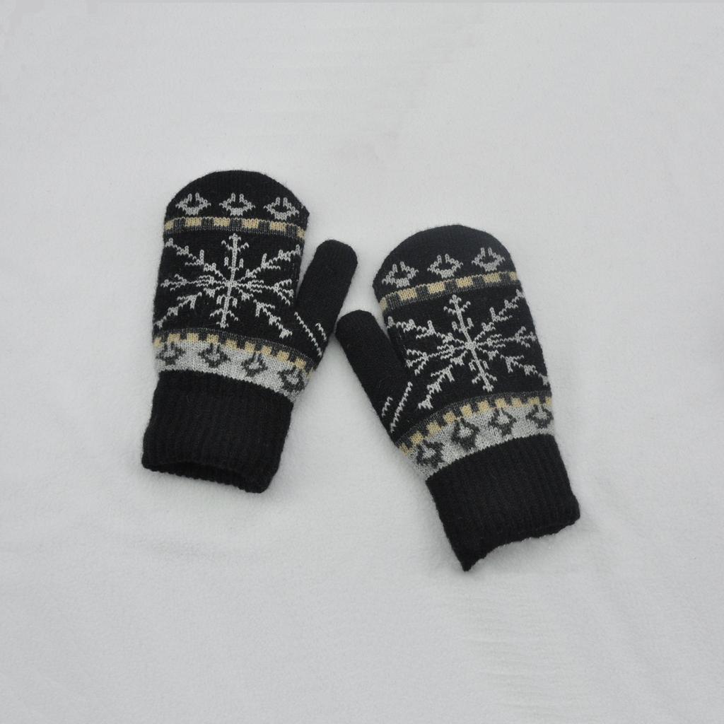 New Winter Thickened Plush Warm Snowflakes Finger Gloves For Men Women Knitted Mittens Outdoor Cycling Skiing Knitting Gloves