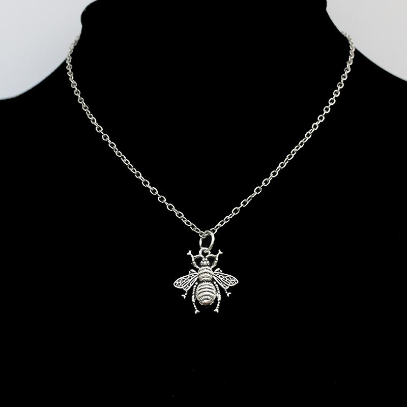 

Vintage Copper Color Little Bee Pendant Chain Necklace Women Exaggerated Insect Clavicle Choker Neck Zircon Girl Gift Collar