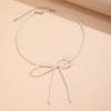 Small Black and White Beads Chain Bowknot Short Choker Necklace for Women Charms Trendy Ladies Collar on Neck Accessories Female