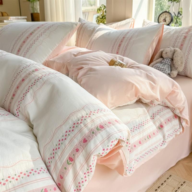 Luxury Lightweight Cotton Bedding Set Dorm Bed Sheets Pillowcases