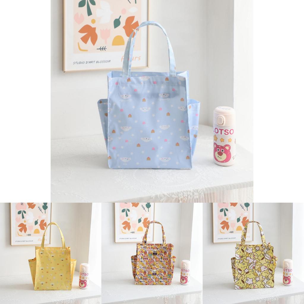 Cartoon Bento Box Bag With Side Pocket Oxford Fabric Multiuse For Kids And Teens