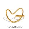 MamacitaSlay Creative 316L Stainless Steel Heart Ring Anniversary Waterproof Jewelry Women's Unique 18K Gold Plated Ring Gift