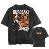 Bleach Kurosaki Ichigo "Trebuie să câștig" Citat Tricou Supradimensionat Spălat Vintage | Tricou Unisex Streetwear Anime