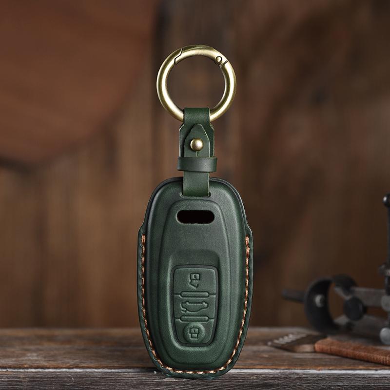 

Чехол-обложка для ключа автомобиля из натуральной кожи для A1 A3 8V A4 B8 B9 A5 A6 C7 A7 A8 Q3 Q5 Q7 S4 S6 S7 S8 R8 TT Защита для брелока зелёный