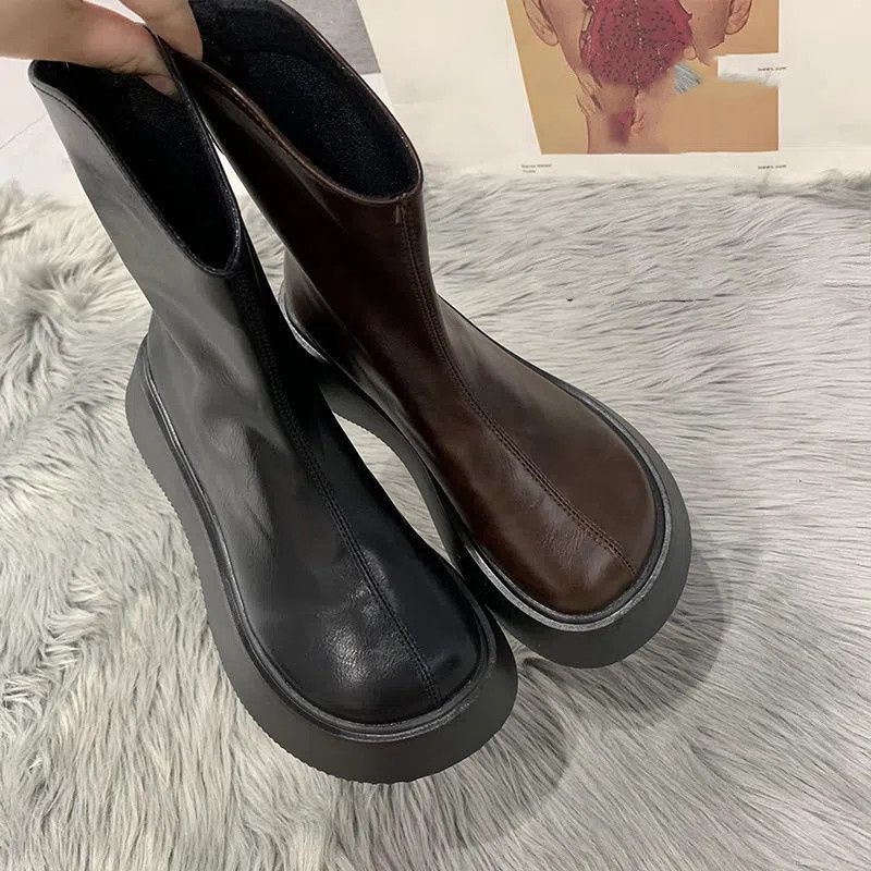 Spring and Autumn New Internet Celebrity Versatile Martin Boots Children 2025 Muffin Thick Sole After Zipper Thin Short Boots Ins Tide