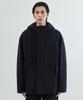 Wool Blend Oversized Hooded Short Coat [Navy]