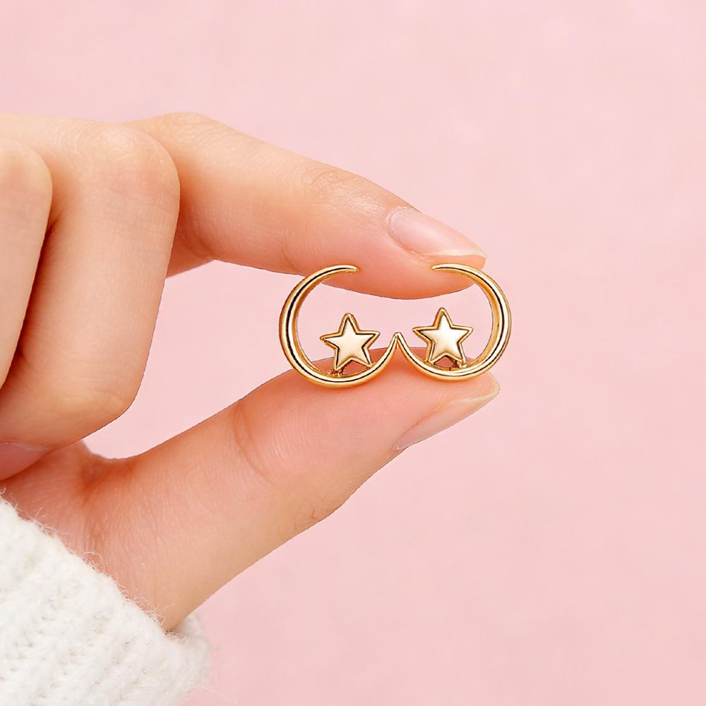Xingyue Student Earrings Female, Metal Sense Simple Star Moon Earrings, Xingyue Tonghui Daily Earrings