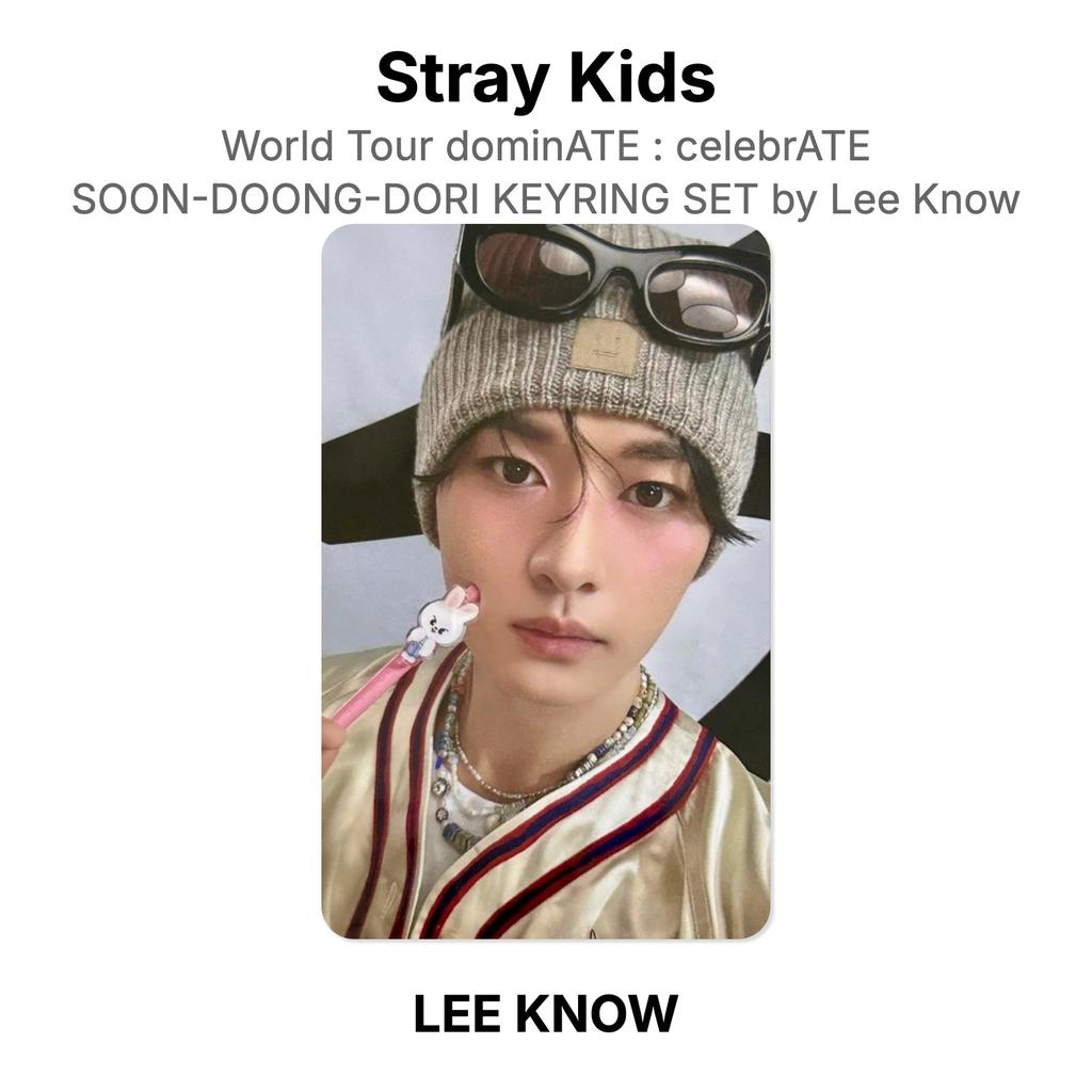 Stray Kids LEE KNOW World Tour dominATE : celebrATE SOON-DOONG-DORI KEYRING SET by Lee Know Official Photocard
