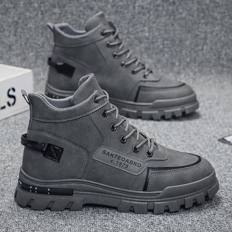 2025 Autumn New Men's Martin Boots British Style Tooling Boots Korean Version Fashion Hiking Shoes Trendy Men's Shoes