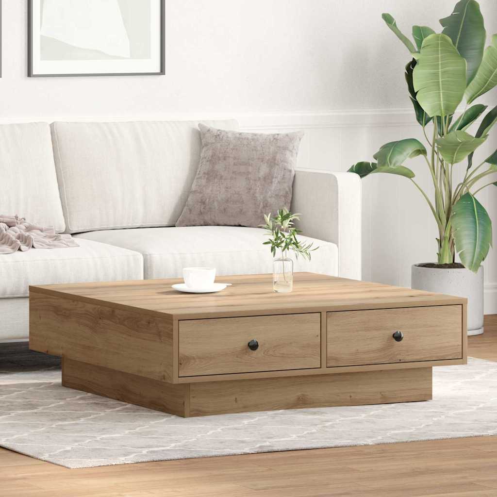 Coffee Table Artisan Oak 90 X 90 X 28 Cm Engineered Wood
