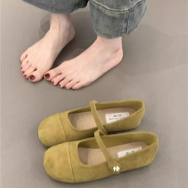 French Retro Light Mouth Red Single Shoes Female 2025 Spring New Gentle Fairy Suede Mary Jane Flat Women's Shoes