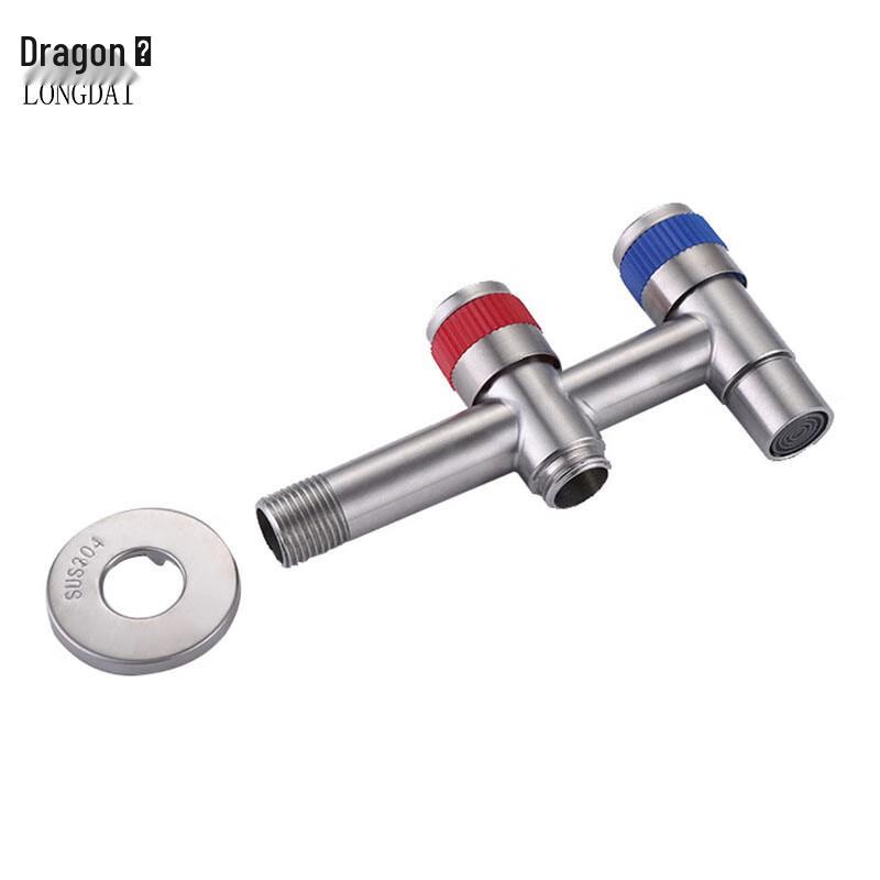 Longdai 304 Stainless Steel Double Outlet Angle Valve Faucet