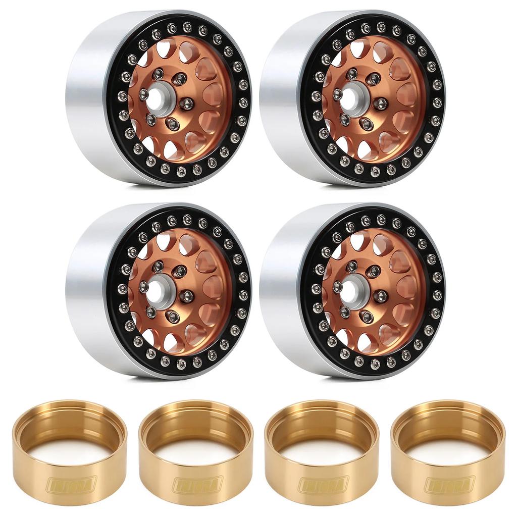 Injora 4Pcs Cnc Aluminum Alloy 1.9 Beadlock Wheel Rim For 1/10 Rc Crawler Car Axial Scx10 90046 Axi03007 Trx4 Vs4-10 Redcat Gen8