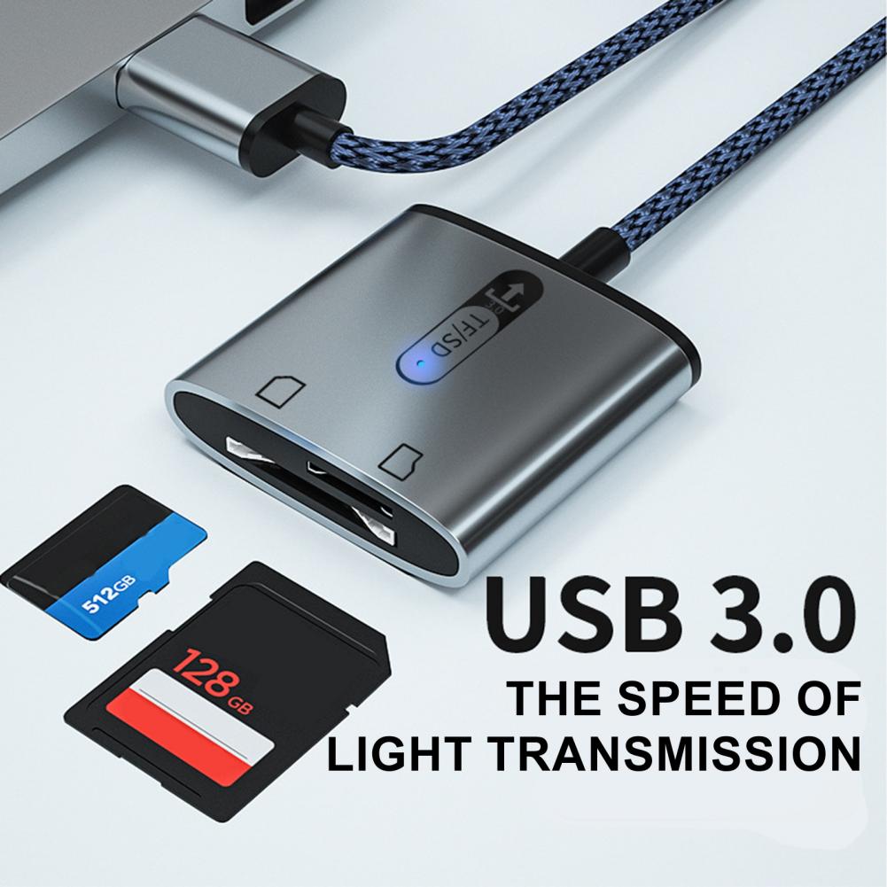 Lightweight SD Card Reader  Plug And Play Aluminum Alloy Shell TF Card Reader  2 in 1 SD TF Card to USB Adapter