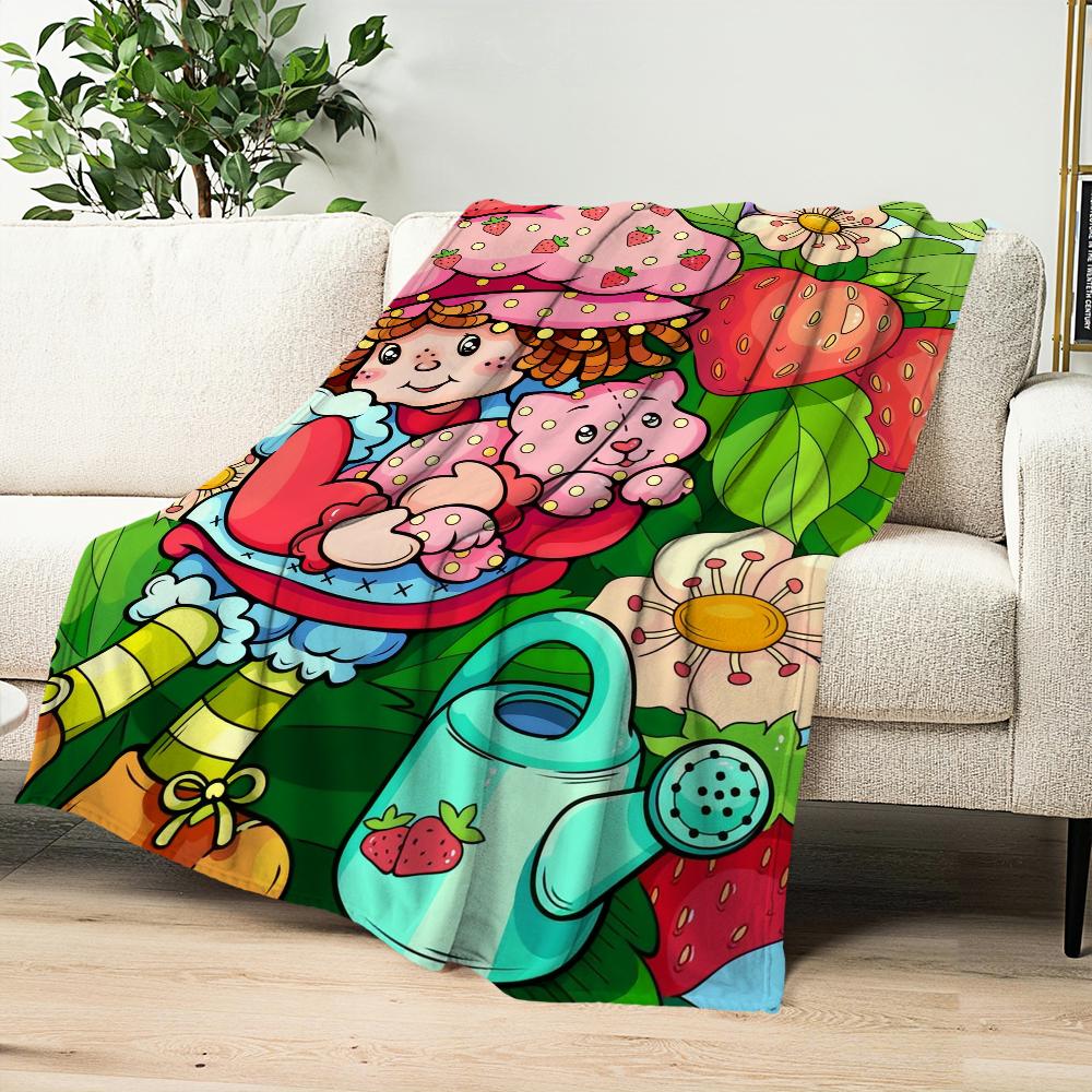 Niedliche S-Erdbeer-S-Shortcake-Decke Hautfreundlicher Komfort Warm Weich Plüschdecke Geeignet Sofa Wohnzimmer Büro Schlafzimmer