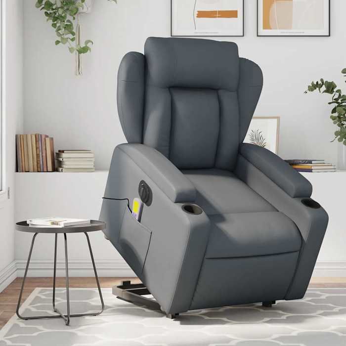 VidaXL Fauteuil inclinable de massage électrique gris similicuir 3204568