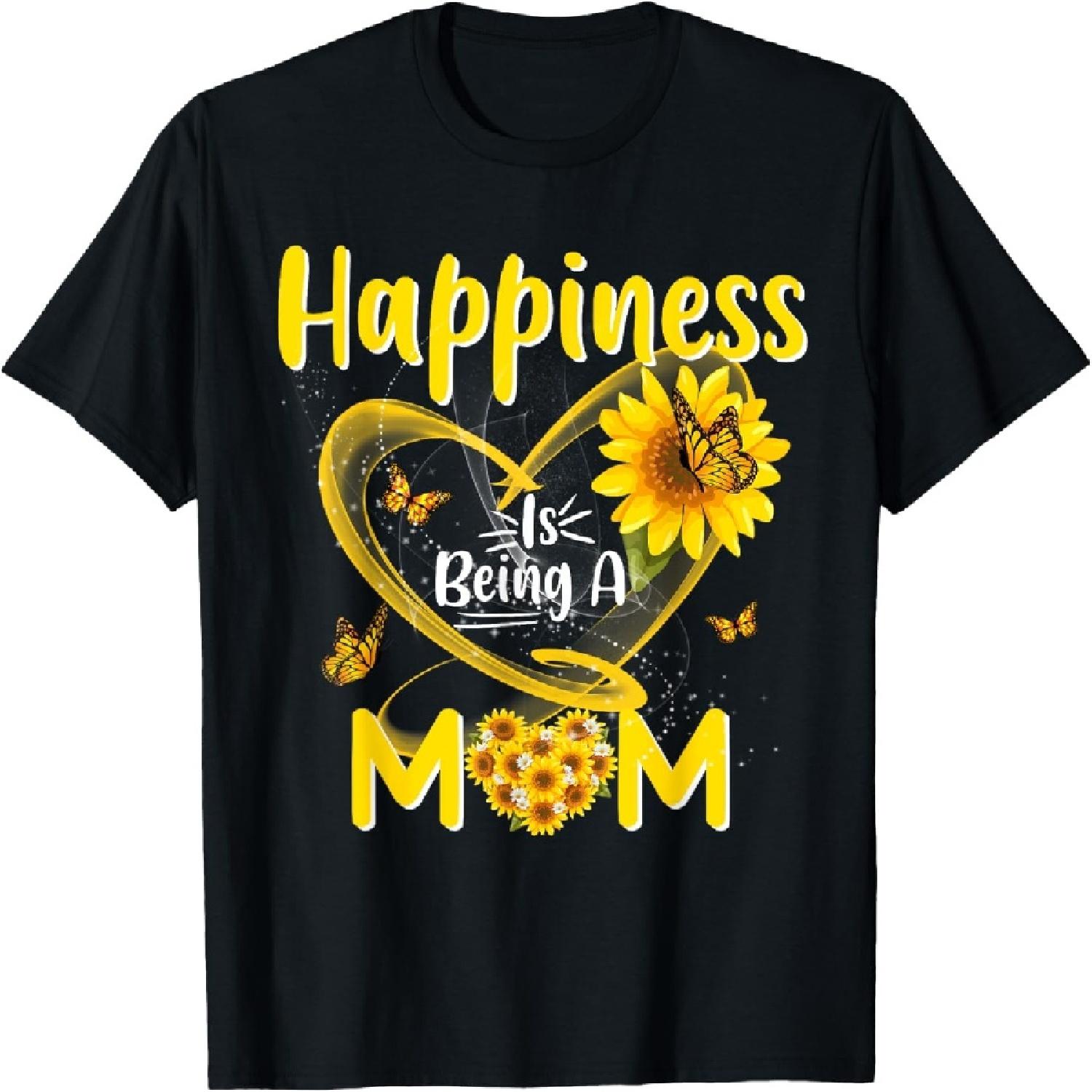 

Happiness Is Being A Mom Sunflower Mother s Day T-Shirt XXXXXL чёрный