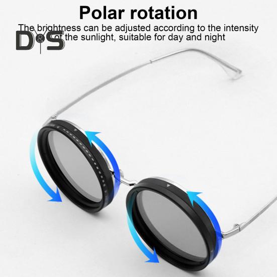 Ochelari polarizați rotunzi cu lentile cu filtru ND 1-9 viteze Ochelari de soare cu nuanță reglabilă Protecție UV Bărbați Pescuit pe plajă Conducere Ochelari de ciclism Ochelari