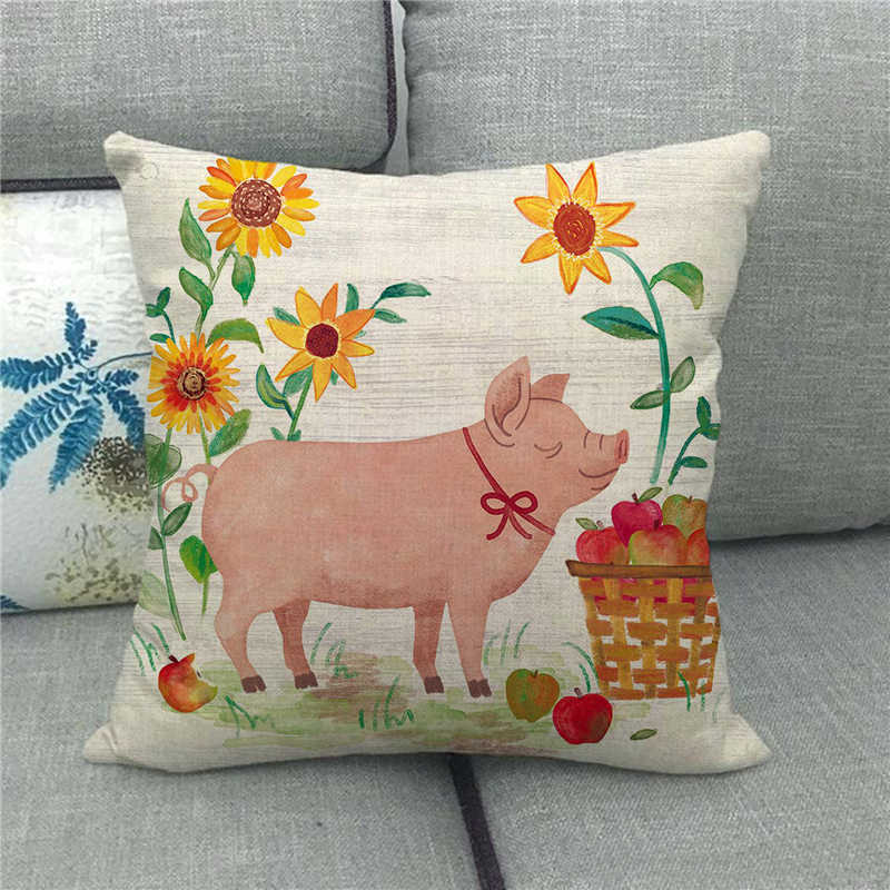 Cute Farm Christmas Animals Digital Printing Short Plush Pillow Covers For Car Sofa Office Cushion Cover Home Goods
