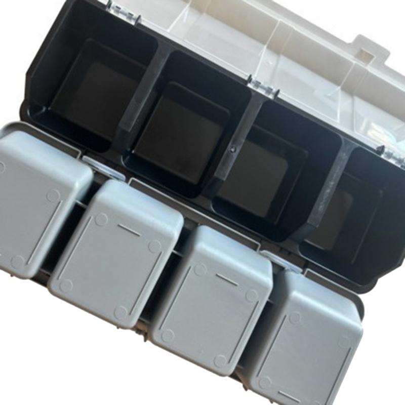 Four Slot Storage Box With Transparent Lid For Organized Screws And Part Management Durability Plastic