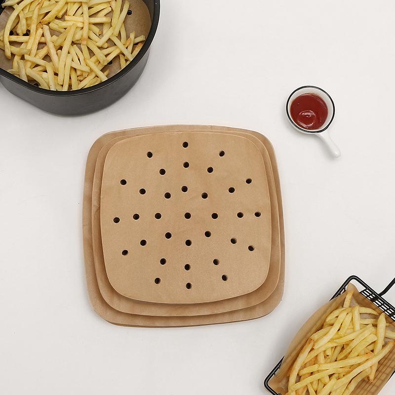 Square Air Fryer Paper Disposable Air Fryer Parchment Paper Liners Non-Stick Steamer Liners For Oven Microwave Steaming Basket