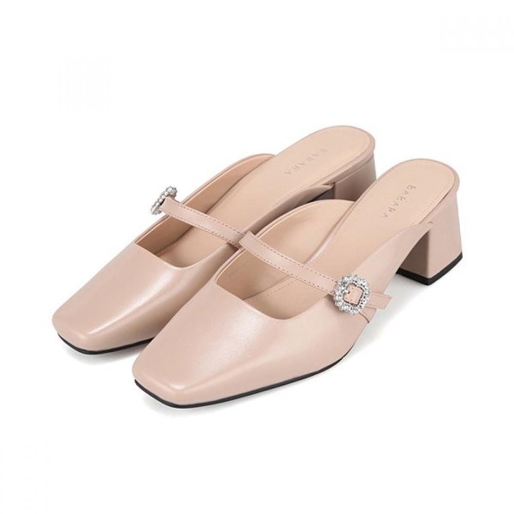 BARBARA 5.5cm Dress Mule Leather Jewel Buckle 2colors Bbj205