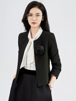 French Light Luxury Double-Layer Acetate Short Suit Jacket - Early Autumn