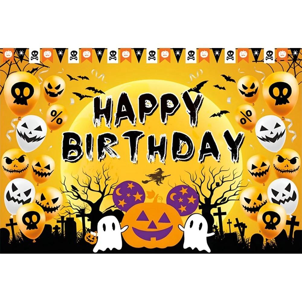 Halloween Photography Background Cloth Ghost Moon Pumpkin Lantern Horror Party Children's Birthday Decoration Hanging Cloth