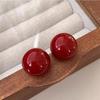 Mantou Beaded Wine Red Earrings - Festive Autumn/Winter 2025 Collection