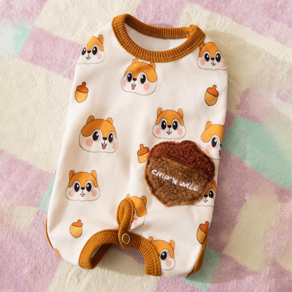 Banana Smiley Face Pet Clothes for Small Dogs and Cats - Thin, Four-Legged Homewear for Spring and Autumn