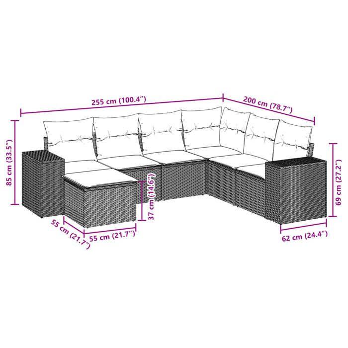 VidaXL Garden Lounge Set with Cushions 7 Pcs, Patio Sofas, Patio Furniture Set, Outdoor Furniture, Beige 3222897
