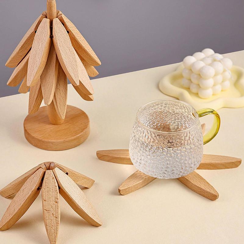 Wooden Tree Coaster Pad Trivet with Heat Insulation Bar Coasters Wooden Trivets for Birthday New Year Christmas Easter