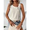 Ärmellose Gestreifte Schräger Halsausschnitt Damenbluse Neues Damen Casual Lockeres Oberteil Einfach Elegant Mode Süßes Büro-T-Shirt Streetwear Knöpfe Kleidung