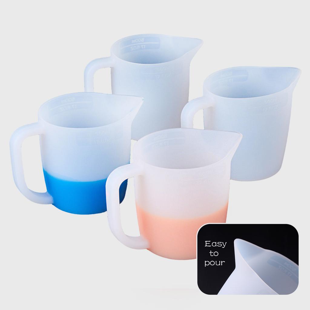 500ML Easuring Cup with Handle Silicone Measuring Cups DIY Handmade Crafts Epoxy Resin Pigment Mixed Tools Reused Easy to Clean