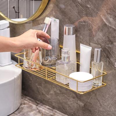 Adhesive Storage Rack Wall Mounted Large Capacity Rack with Hollow Drainage Anti-Rust Organizer for Bathroom Kitchen