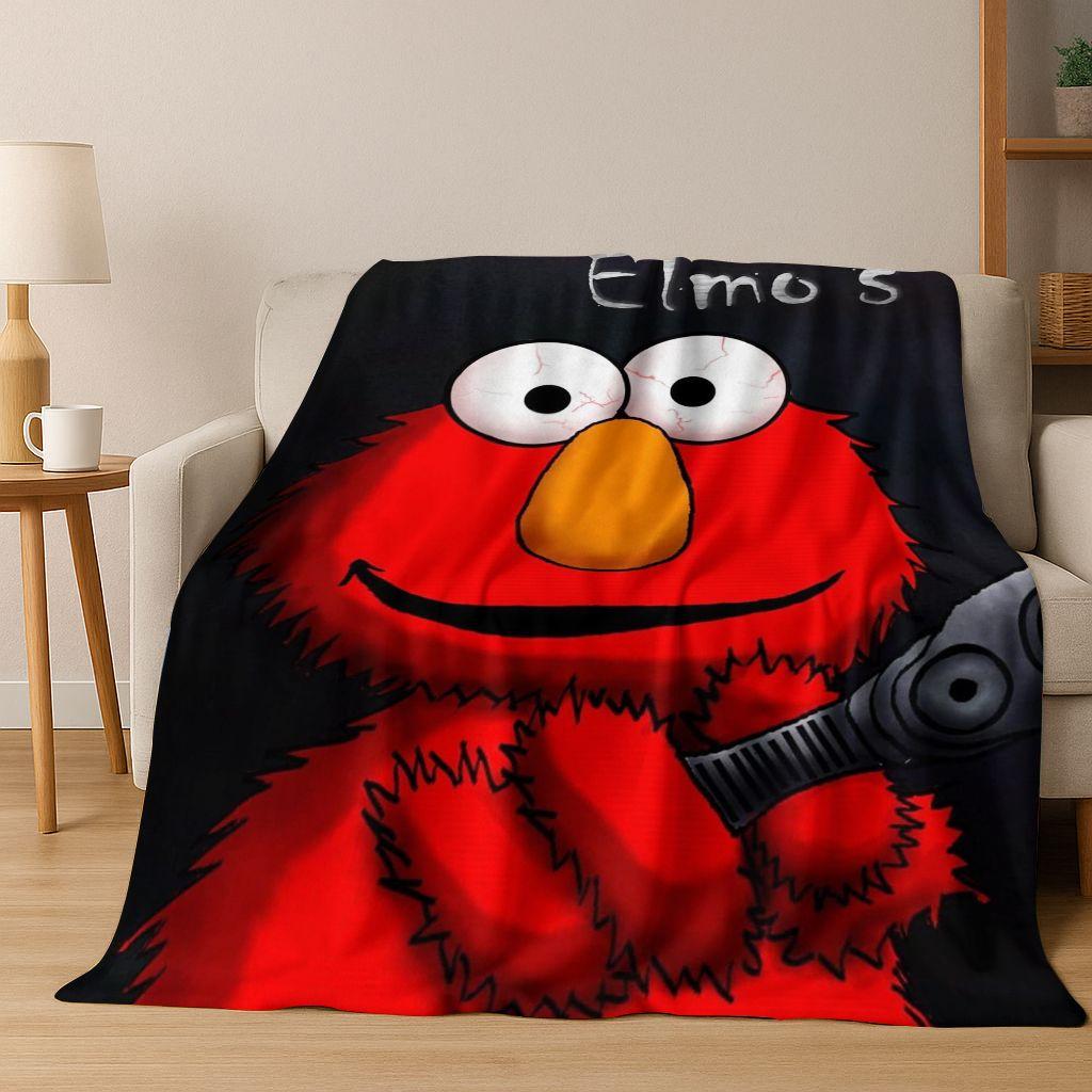 3D S-Sesame Cartoon Art Flannel Blanket,Cozy Soft Throw Blanket for Home Bedroom Bed Sofa Picnic Office Cover Gift Kids
